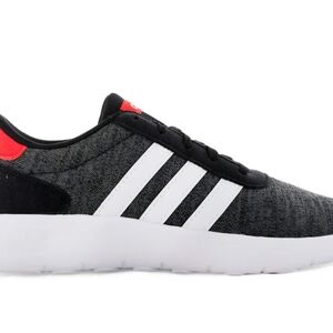 Adidas Gray and White Athletic Shoes with Red Detail